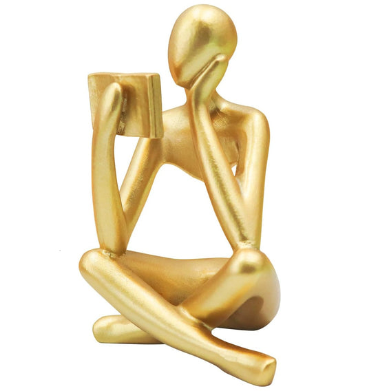 Gold Reading Woman Statue