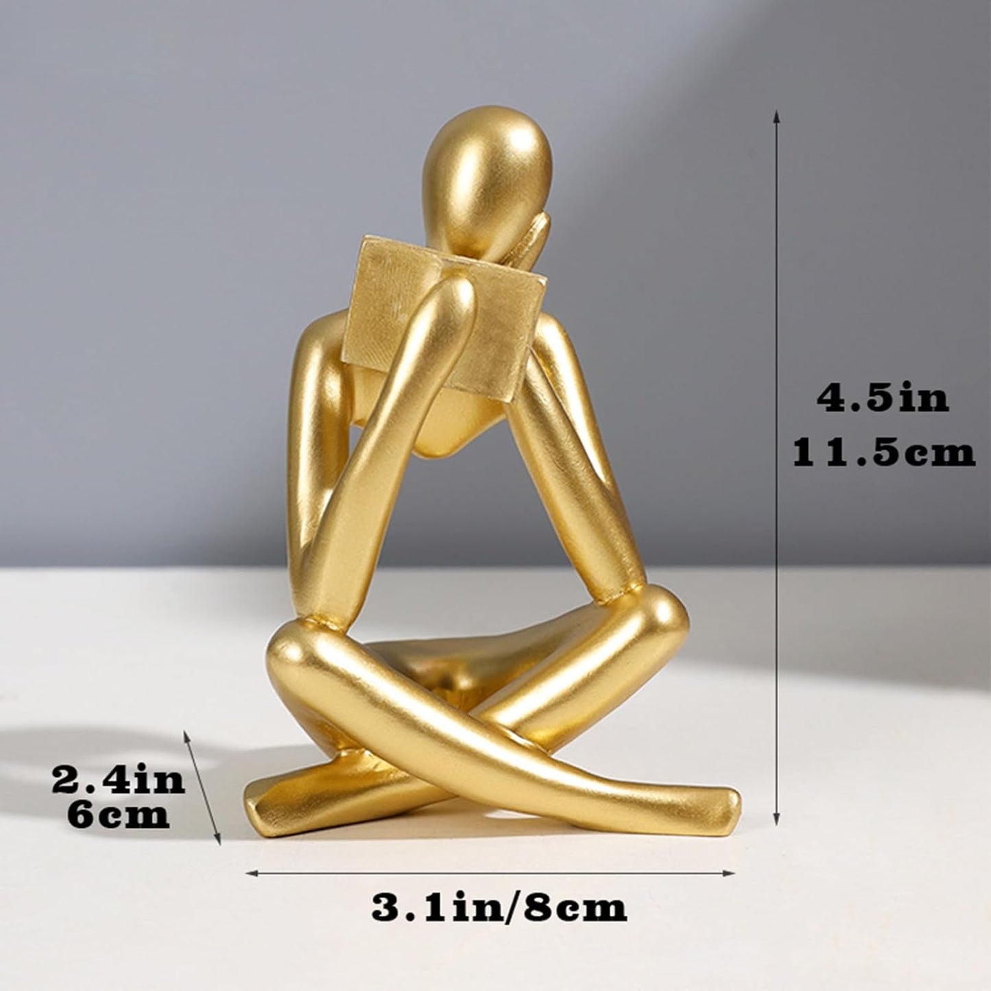 Gold Reading Woman Statue
