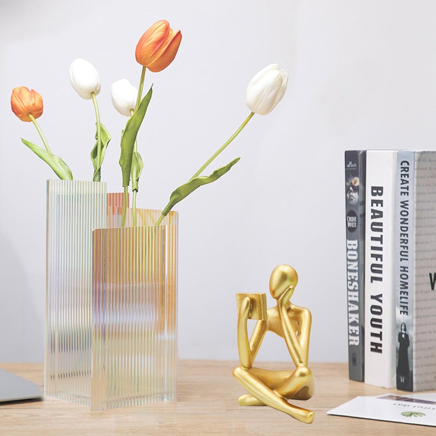 Gold Reading Woman Statue